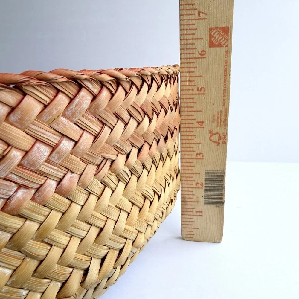 XL Woven Coil Straw Grass Basket Colorful‎ Floppy African Native VTG Handmade